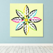Decoratieve Leaves-Flower modern, abstract groen Canvas Afdruk (Insitu (Houten vloer))