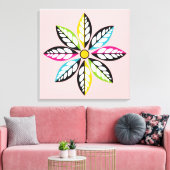 Decoratieve Leaves-Flower modern, abstract roze Canvas Afdruk (Insitu (Woonkamer))