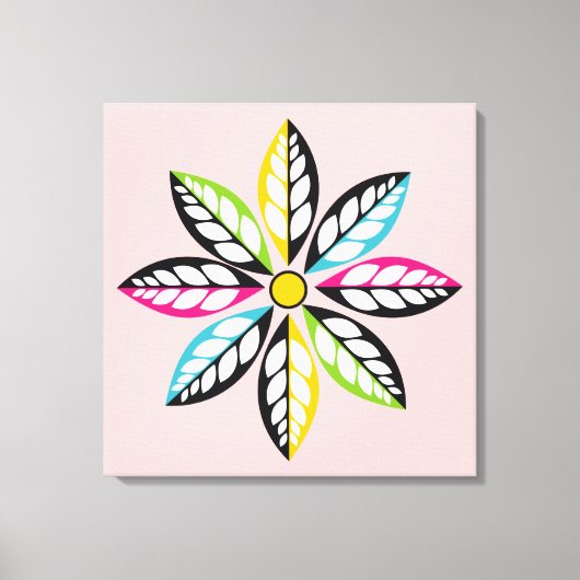 Decoratieve Leaves-Flower modern, abstract roze Canvas Afdruk (Voorkant)