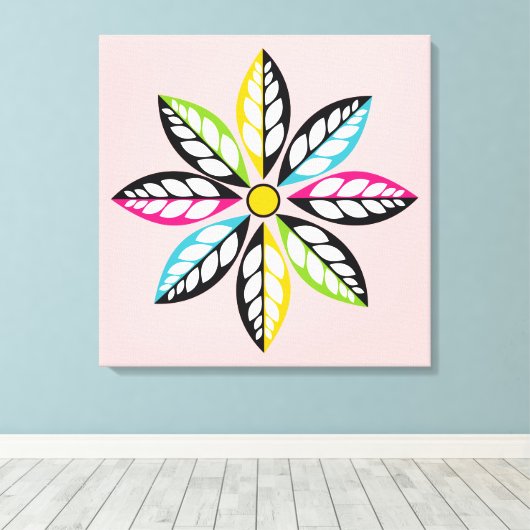 Decoratieve Leaves-Flower modern, abstract roze Canvas Afdruk (Insitu (Houten vloer))