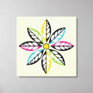 Decoratieve Leaves-Flower modern, abstracte crème Canvas Afdruk