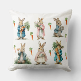 Decoratieve lente konijn bloemen werpkussen kussen