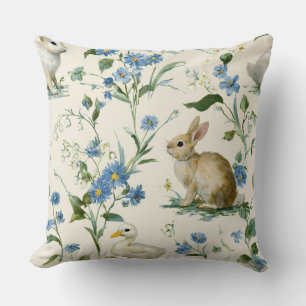 Decoratieve lente konijn eend bloemen kussenhoes kussen