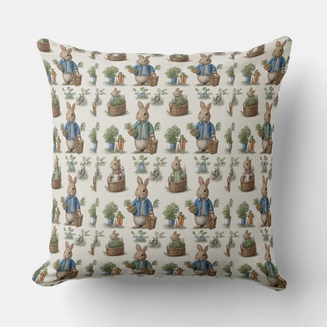 Decoratieve lente konijn werpkussen kussen (Voorkant)