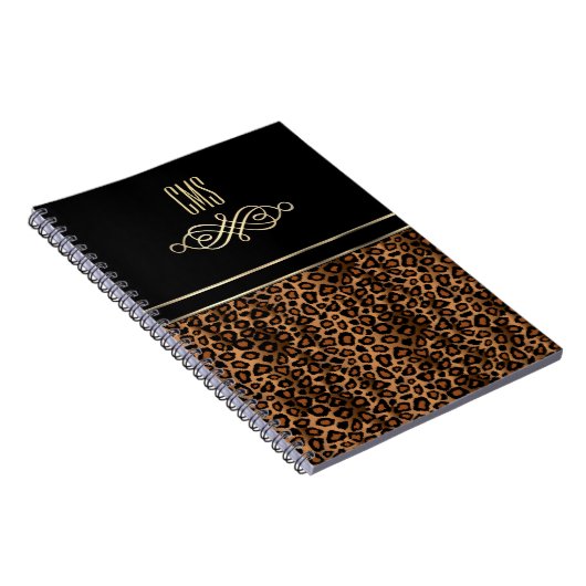 Decoratieve leopard Animal Print | Monogram Notitieboek (Rechterzijde)