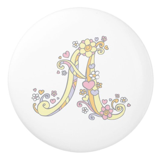 Decoratieve letter A monogram handvat knop (Voorkant)