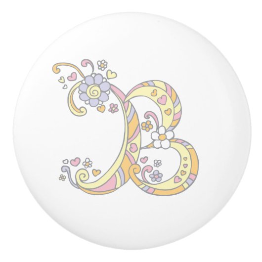 Decoratieve letter B monogram handvat knop (Voorkant)