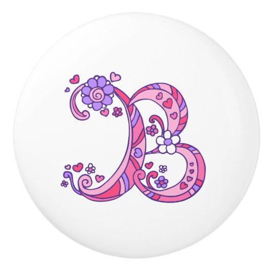 Decoratieve letter B monogram handvat knop (Voorkant)