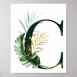Decoratieve letter C met Poster van tropische blad