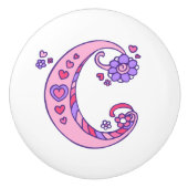 Decoratieve letter C monogramme handvatknop Keramische Knop (Voorkant)