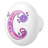 Decoratieve letter C monogramme handvatknop Keramische Knop (Rechts)