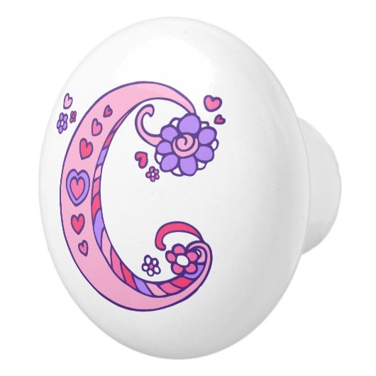 Decoratieve letter C monogramme handvatknop Keramische Knop (Rechts)