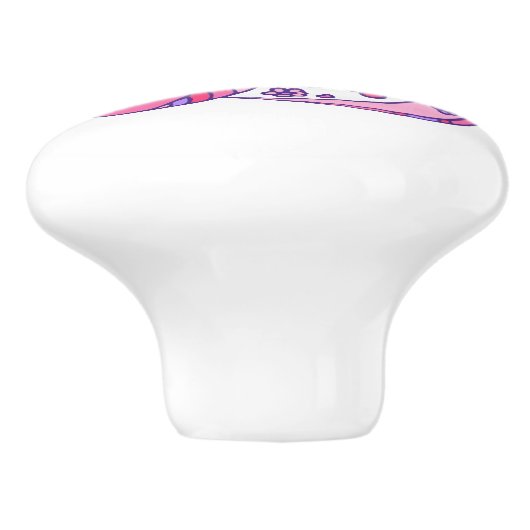 Decoratieve letter D monogramme handvatknop Keramische Knop (Zijkant)