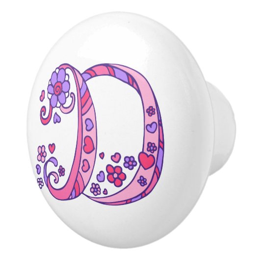 Decoratieve letter D monogramme handvatknop Keramische Knop (Rechts)