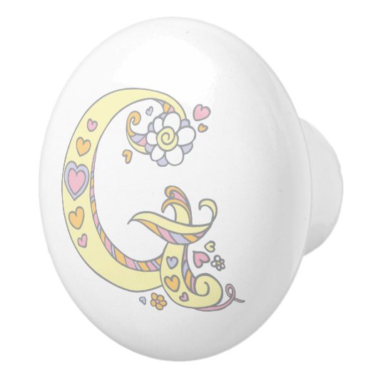 Decoratieve letter G monogram handvat trekknop Keramische Knop (Rechts)