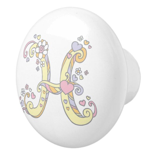 Decoratieve letter H monogram handvat trekknop Keramische Knop (Rechts)