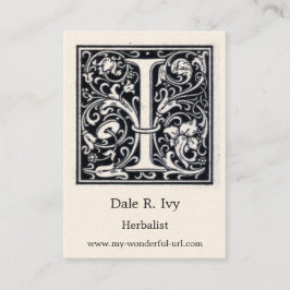 Decoratieve letter "I" Woodcut Woodblock Initiaal Visitekaartje