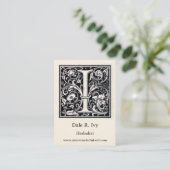Decoratieve letter "I" Woodcut Woodblock Initiaal Visitekaartje (Staand voorkant)