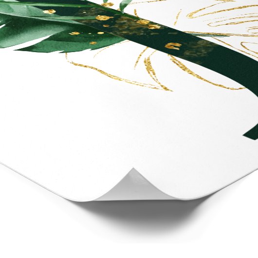 Decoratieve letter J met Poster van tropische blad (Hoek)