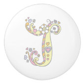 Decoratieve letter J monogram handvat trekknop Keramische Knop (Voorkant)