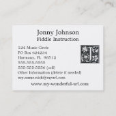 Decoratieve letter "J" Woodcut Woodblock Initiaal Visitekaartje (Achterkant)