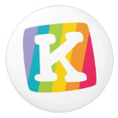 Decoratieve letter K monogram regenboogknop Keramische Knop (Voorkant)