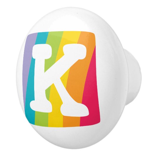 Decoratieve letter K monogram regenboogknop Keramische Knop (Rechts)