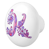Decoratieve letter K monogram roze paarse knop (Rechts)