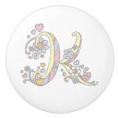 Decoratieve letter K monogramme handvatknop Keramische Knop (Voorkant)