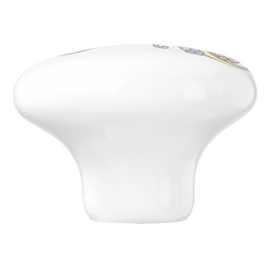 Decoratieve letter K monogramme handvatknop Keramische Knop (Zijkant)