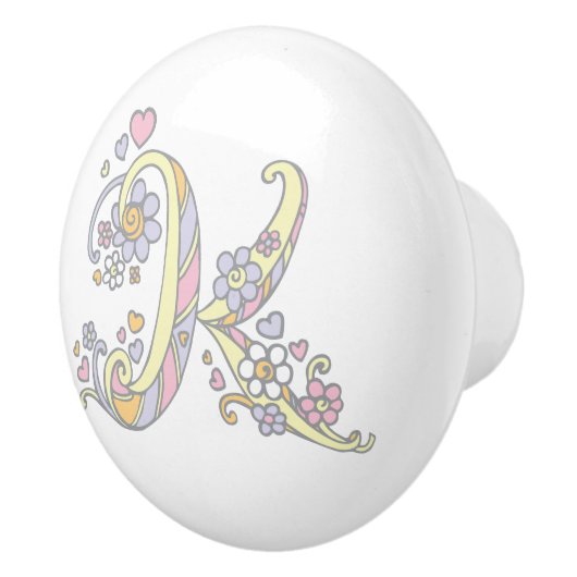 Decoratieve letter K monogramme handvatknop Keramische Knop (Rechts)