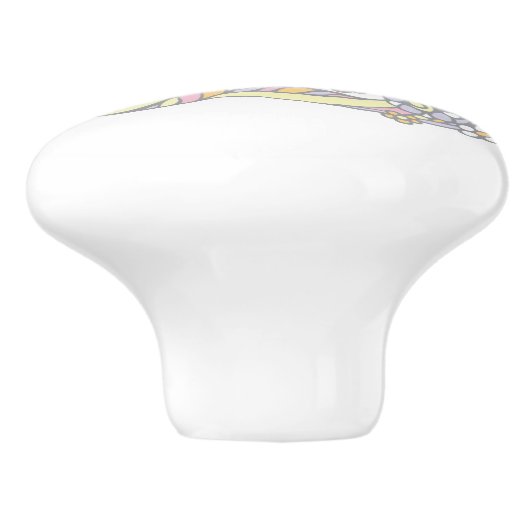 Decoratieve letter L monogrammen handvatknop Keramische Knop (Zijkant)