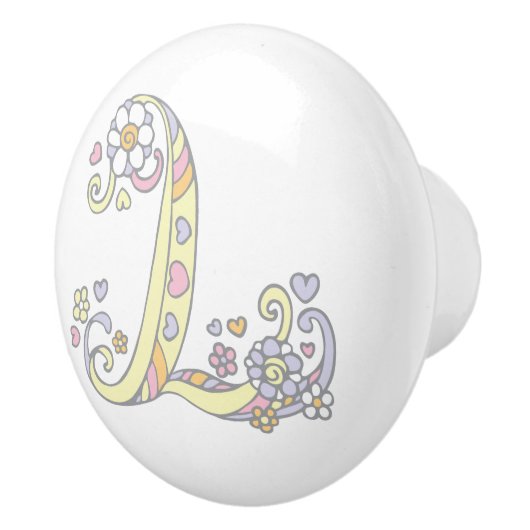 Decoratieve letter L monogrammen handvatknop Keramische Knop (Rechts)