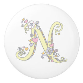 Decoratieve letter N monogram handvat knop