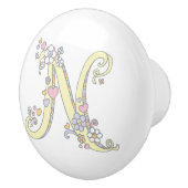 Decoratieve letter N monogram handvat knop (Rechts)