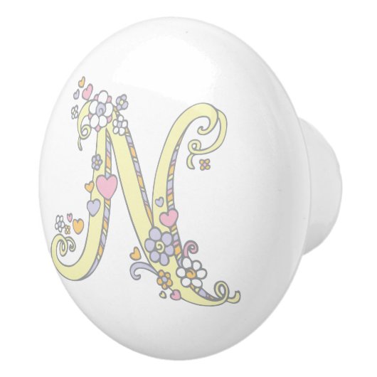 Decoratieve letter N monogram handvat knop (Rechts)