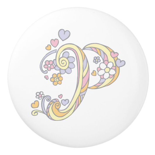 Decoratieve letter P monogram handvat knop (Voorkant)