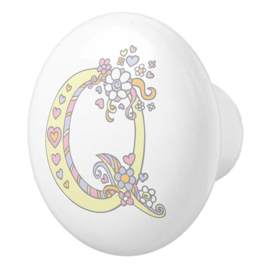 Decoratieve letter Q monogram handvat trekknop Keramische Knop (Rechts)