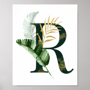 Decoratieve letter R met tropische bladeren Poster