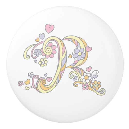 Decoratieve letter R monogram handvat knop (Voorkant)