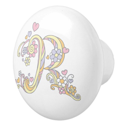 Decoratieve letter R monogram handvat knop (Rechts)