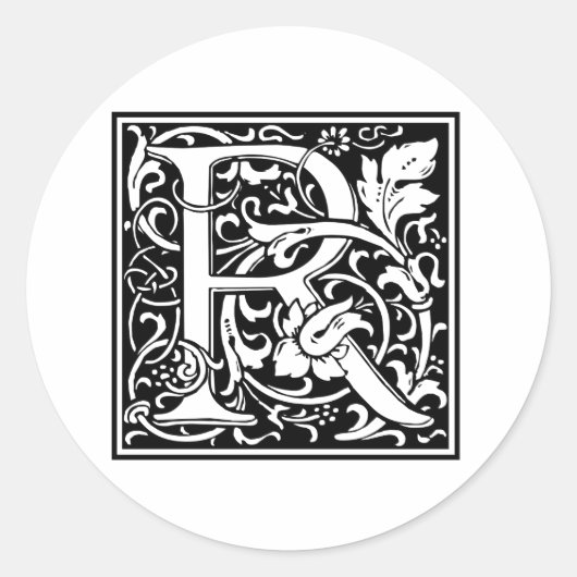 Decoratieve letter R Ronde Sticker (Voorkant)