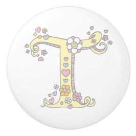 Decoratieve letter T monogram handvat trekknop Keramische Knop