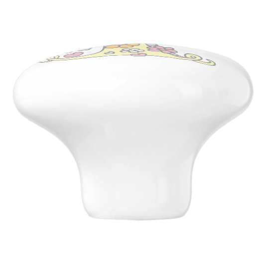 Decoratieve letter T monogram handvat trekknop Keramische Knop (Zijkant)