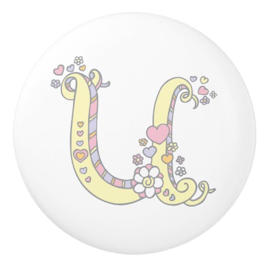 Decoratieve letter U monogram handvat pull knop (Voorkant)
