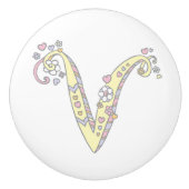 Decoratieve letter V monogram handvat pull knop (Voorkant)