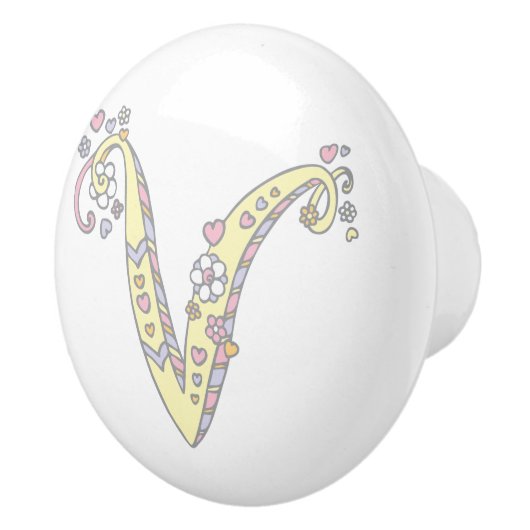 Decoratieve letter V monogram handvat pull knop (Rechts)