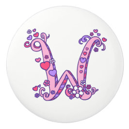 Decoratieve letter W monogram roze handgreep knop