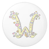 Decoratieve letter W monogrammaticale handvatknop Keramische Knop (Voorkant)
