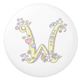 Decoratieve letter W monogrammaticale handvatknop Keramische Knop